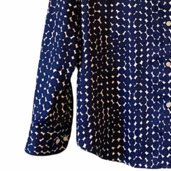 Chaps Polka Dot Button Down Top Blue & White Sz Small - Picture 6 of 6